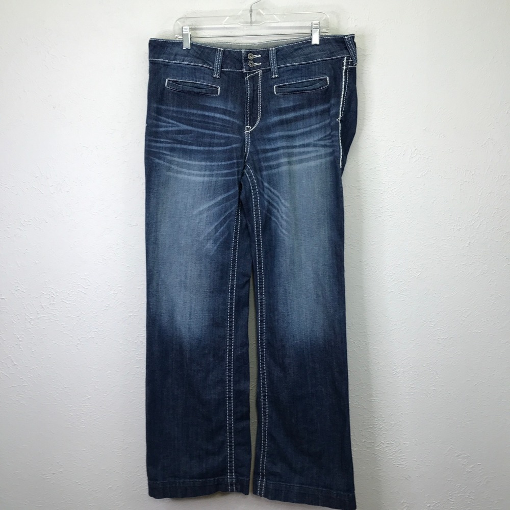 Ariat Trouser Jeans Womens 16WR Blue Entwined Mid Rise Marine Dark Wash 10025302